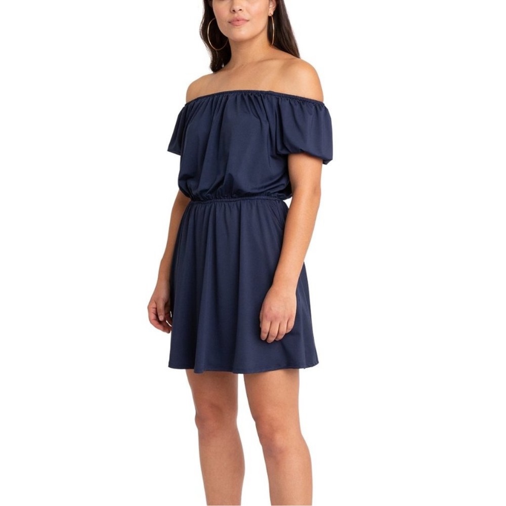 NWT Black Halo Reign Off-The-Shoulder Blouson Dress in White‎ Sz 8